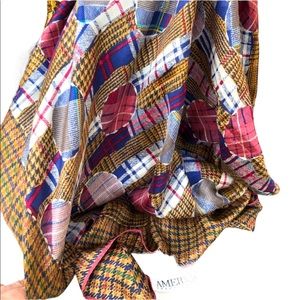 Vintage  Perry Ellis America Silk scarf Silk Very nice plaid print